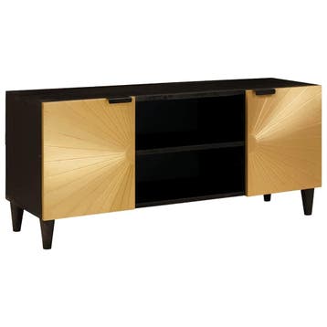 vidaXL TV Kast Zwart en Goud 105 x 33 x 46 cm Bewerkt hout, Huis en Inrichting, Verzenden, Nieuw