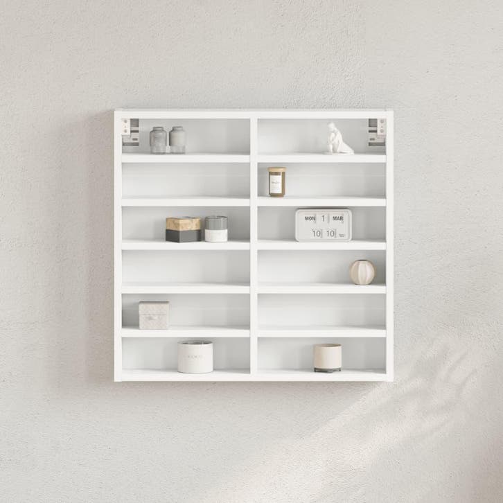 vidaXL Vitrinekast 60x8,5x58 cm bewerkt hout wit, Huis en Inrichting, Kasten | Wandmeubels, Nieuw, Verzenden
