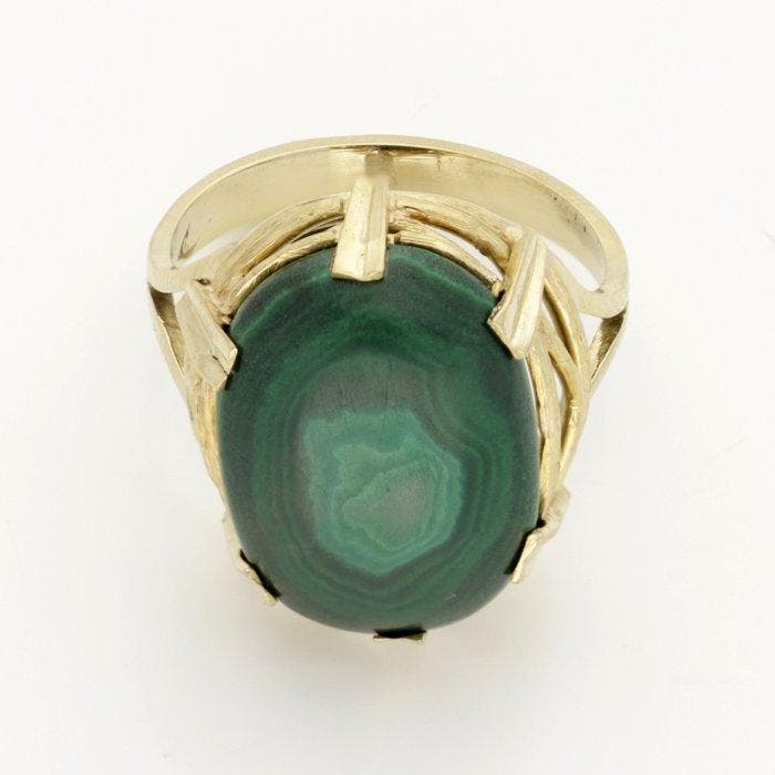 Bague - 18 carats Or jaune - malachite, Bijoux, Sacs & Beauté, Bagues