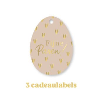 3x Cadeaulabel - VROLIJK PASEN - Beige - goudfolie - paas..., Diversen, Verzenden, Nieuw
