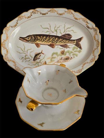 Limoges Chadelaud - Service à poisson (14) - Porcelaine