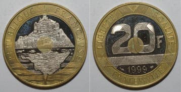 France Frankreich Km 1008 20 Francs 1999 Typ Mont Saint M..., Verzenden, België