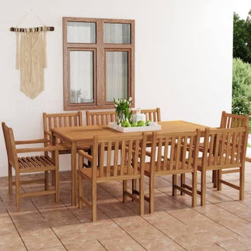 vidaXL 9-delige tuinset 200x100 cm massief teakhout, Verzenden, Nieuw, Tuinset