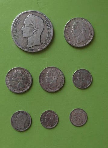 Venezuela. 5 Bolivares, 2 Bolívares, 1 Bolívares, Postzegels en Munten, Munten | Europa | Niet-Euromunten