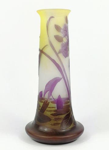 Emile Gallé - Vase - Vase avec des nénuphars - Verre, Antiquités & Art
