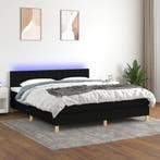 vidaXL Boxspring met matras en LED stof zwart 160x200 cm, Verzenden