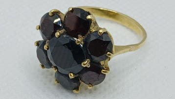 Bague - 18 carats Or jaune Grenat - Grenat