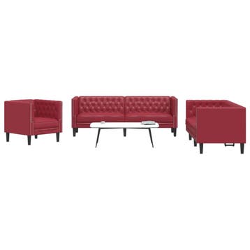 vidaXL 3-delige Loungeset Chesterfield-stijl kunstleer, Verzenden