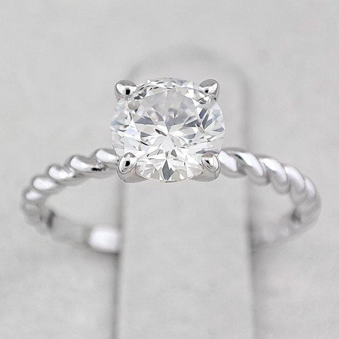 Ring - 14 karaat Witgoud, G/SI1 - 1.02ct. tw. Diamant, Handtassen en Accessoires, Ringen