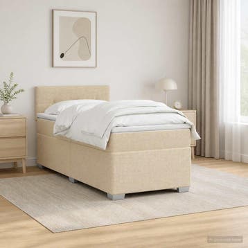 vidaXL Boxspringbed met matras en LED Crèmekleurig 90 x 200, Verzenden