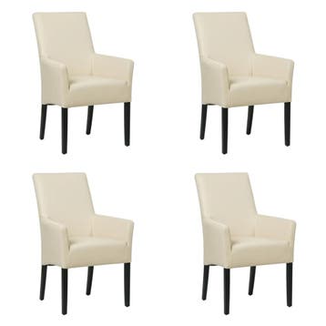Set van 4 Leren eetkamerstoelen Just met armleuning -, Huis en Inrichting, Ophalen of Verzenden, Nieuw, Leer, Eén