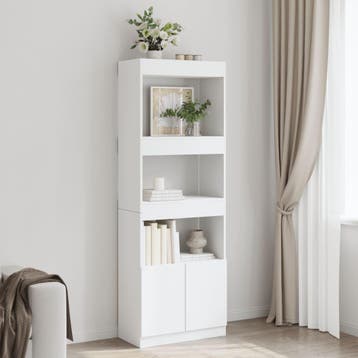 vidaXL Hoge kast 63x33x180 cm bewerkt hout wit, Verzenden, Nieuw