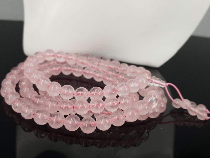 Natuurlijke rozenkwarts en bergkristal edelsteen tasbih, Collections, Minéraux & Fossiles