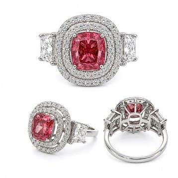 Ring - 14 karaat Witgoud - 4.13ct. tw. Roze Diamant (Fancy, Nieuw
