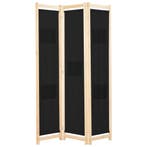 vidaXL Kamerscherm met 3 panelen 120x170x4 cm stof zwart, Verzenden
