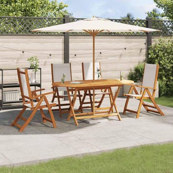 vidaXL 5-delige Tuinset massief acaciahout en textileen, Verzenden, Nieuw, Tuinset