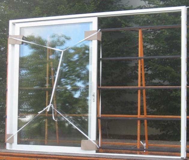 schuifraam , schuifdeur , pui 338 x 247 wit / zwart 9005, Bricolage & Construction, Châssis & Portes coulissantes, Enlèvement ou Envoi