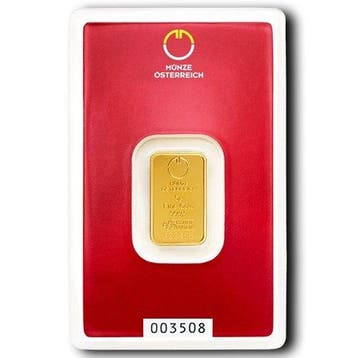 5 gram - Goud .999 - 5g .9999 Fine Gold Bar Austrian Mint