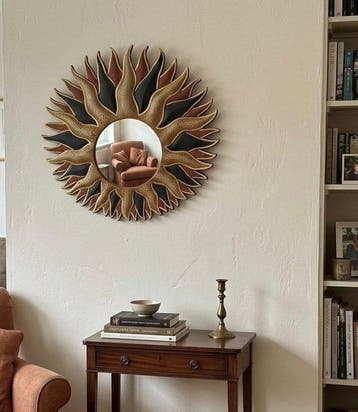 Miroir - Verre, Bois - Avec effet craquelé, Antiek en Kunst