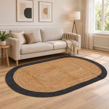 vidaXL Gebied Tapijt Donkergrijs 152 x 245 cm Jute, Maison & Meubles, Verzenden