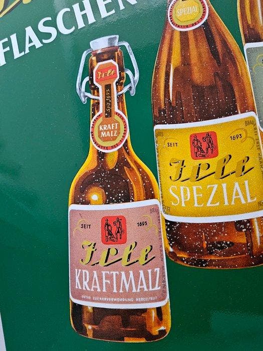 Emaillerie Boos & Hahn - Emailschild Tree Bier - Emaille, Antiek en Kunst, Antiek | Wandborden en Tegels