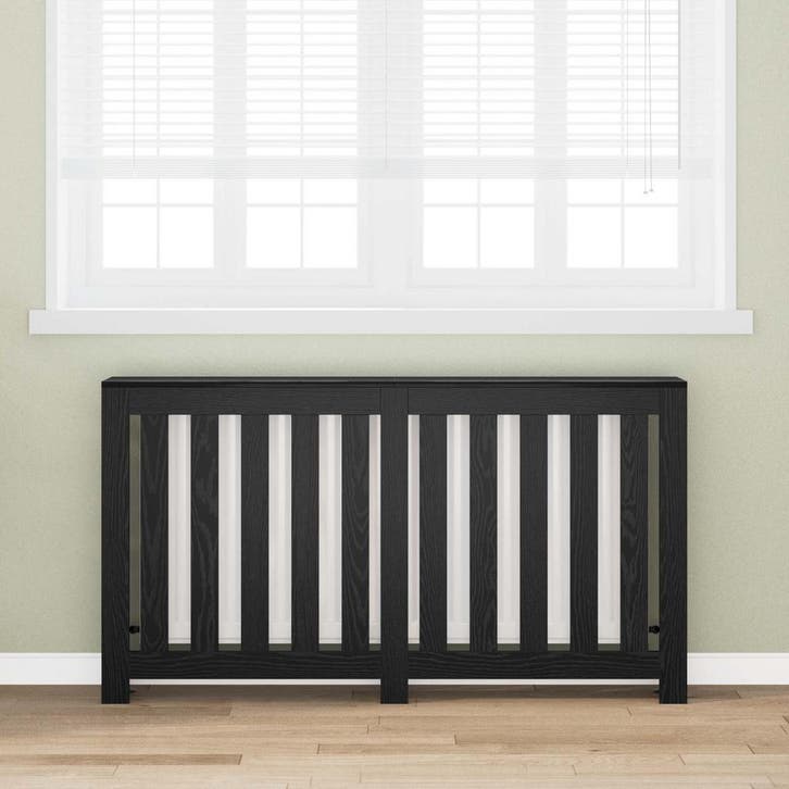 vidaXL Radiator Cover Zwart Eiken 149 x 20 x 82 cm Bewerkt, Bricolage & Construction, Chauffage & Radiateurs, Envoi