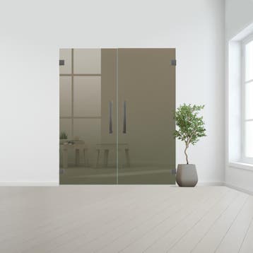 Glazen dubbele binnendeur zonder kozijn RVS beslag-Brons geh, Doe-het-zelf en Bouw, Verzenden, Nieuw