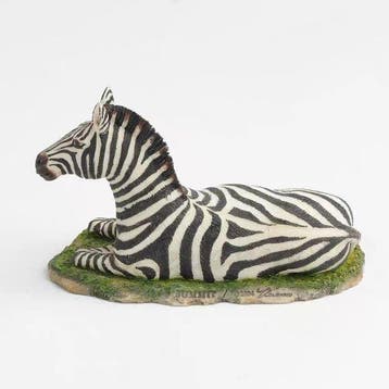 Veronese - Sculpture, Lying-down zebra resin ornament - 5.5