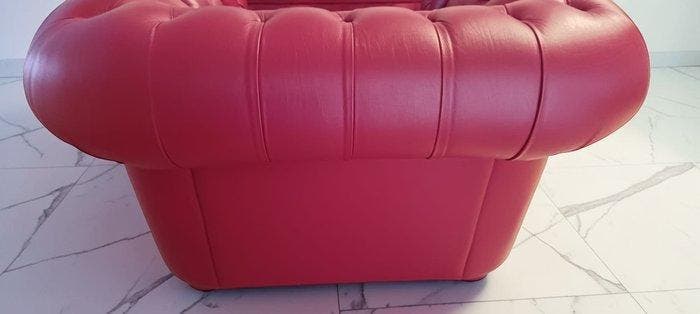 Doimo sofa - Fauteuil - Chesterfield - Leder, hard hout, Antiquités & Art, Curiosités & Brocante