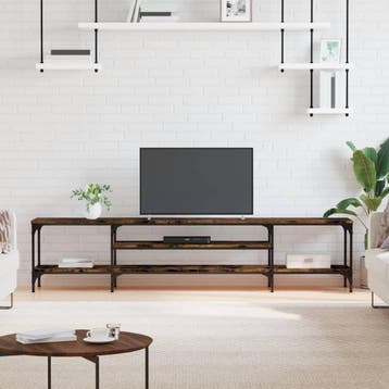 vidaXL Tv-meubel 201x35x45 cm bewerkt hout en ijzer gerookt, Verzenden, Nieuw