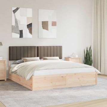 vidaXL Bedframe met Gevoerde Hoofdbord Taupe 180 x 200 cm, Verzenden, Nieuw