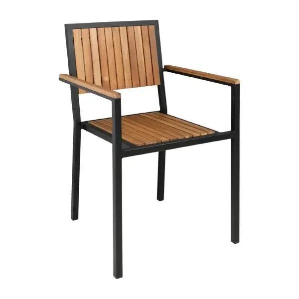 Stoelen | Hout/Staal | Hout (Acacia) | Zwart Frame |, Zakelijke goederen, Horeca | Keukenapparatuur, Nieuw in verpakking, Verzenden