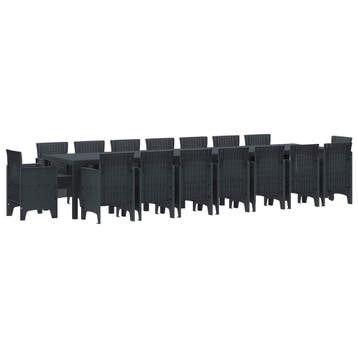 vidaXL Tuin eettafelset met kussens 17 st Antraciet PP, Verzenden, Nieuw