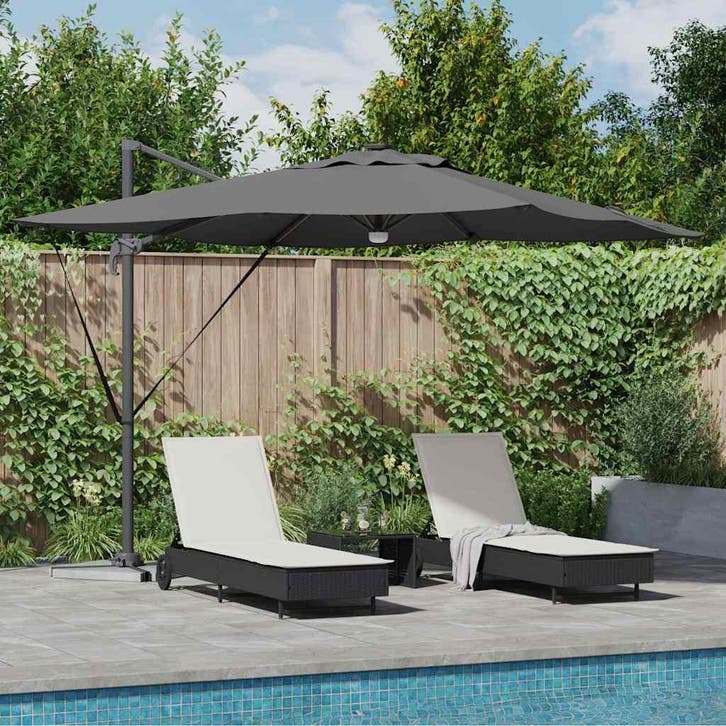 vidaXL Roma Parasol met LED -striplichten Antraciet 286 x, Tuin en Terras, Parasols, Nieuw, Verzenden