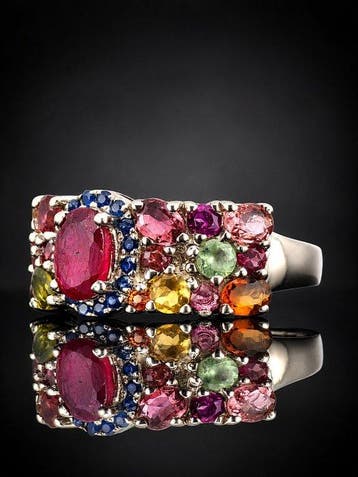 Sans prix de réserve - Bague Bague en rubis rouge, saphir et, Bijoux, Sacs & Beauté
