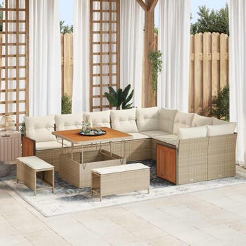 vidaXL Tuinbank Set 12 st 12-Aantal zitplaatsen Beige en, Verzenden