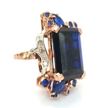 Zonder minimumprijs - Ring - 9 kt. Roségoud, Zilver Spinel -, Nieuw
