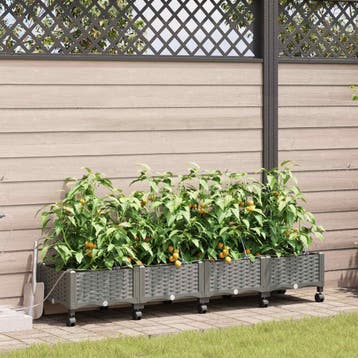 vidaXL Tuin Plantenbak met Irrigatie en Wielen 4 st, Verzenden, Nieuw