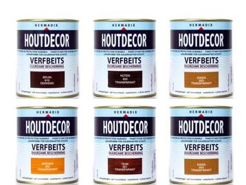 Veiling - Hermadix verfbeits set 6-delig 750ml Houtdecor, Nieuw