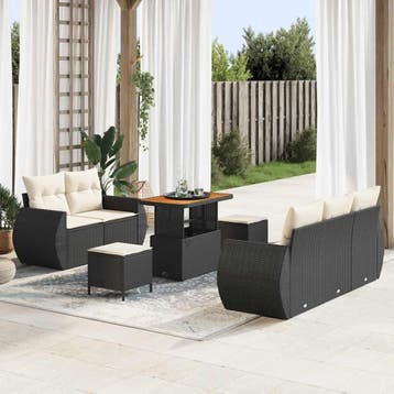 vidaXL Tuinbank Set 8 st 5-Aantal zitplaatsen Zwart en Crème, Verzenden, Nieuw