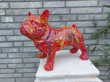 Beeld, French bulldog red garden or for indoor - 28 cm -