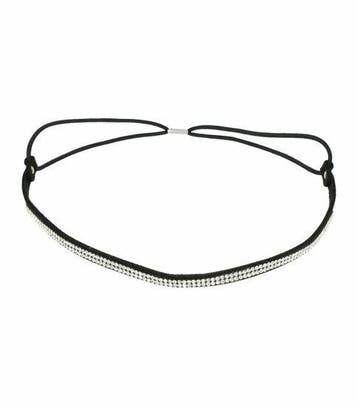 Haarband Glitter 0,6cm - Strass Steentjes - Zwart Zilver, Nieuw