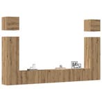 vidaXL 6-delig Tv-meubelset wandmontage bewerkt hout, Maison & Meubles, Verzenden