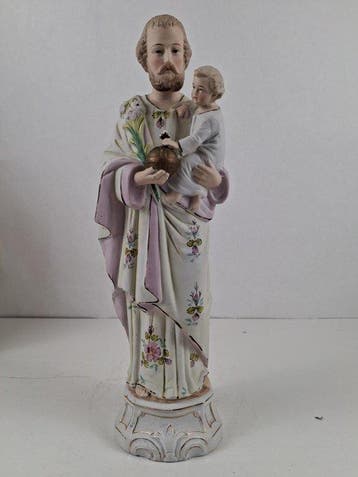 Beeld, Heilige Jozef met Kind - 38.5 cm - Porselein