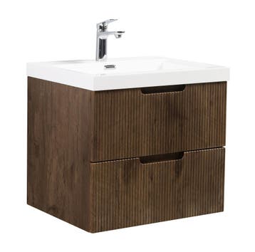 Badkamermeubel Set Thermis 60cm Walnoot Bruin Badmeubel, Verzenden, Nieuw