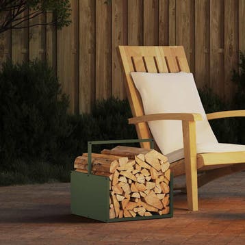 vidaXL Brandhoutrek 40x40x40 cm koudgewalst staal olijfgroen, Jardin & Terrasse, Verzenden