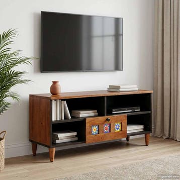 vidaXL TV Kast Walnotenhout 100 x 33 x 46 cm Massief Mango, Huis en Inrichting, Verzenden, Nieuw