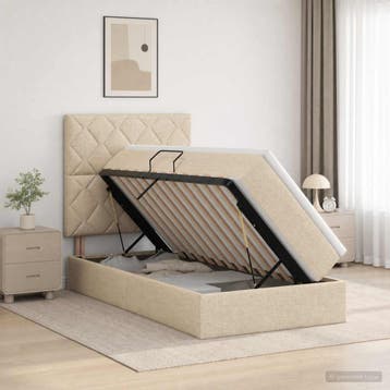 vidaXL Opslag bed met matras met opslag Crèmekleurig 100 x, Huis en Inrichting, Verzenden, Nieuw