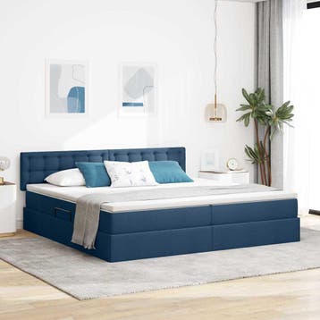 vidaXL Opbergbed met matras met hoofdeinde Blauw 200 x 200, Verzenden