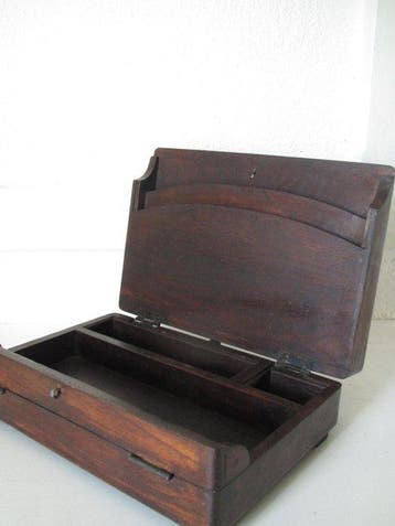 Brievenhouder - Koloniale uitstraling - Hout - schrijfkist